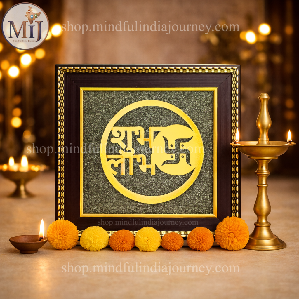 Shubh Labh(शुभ लाभ) on Natural Pyrite Frame