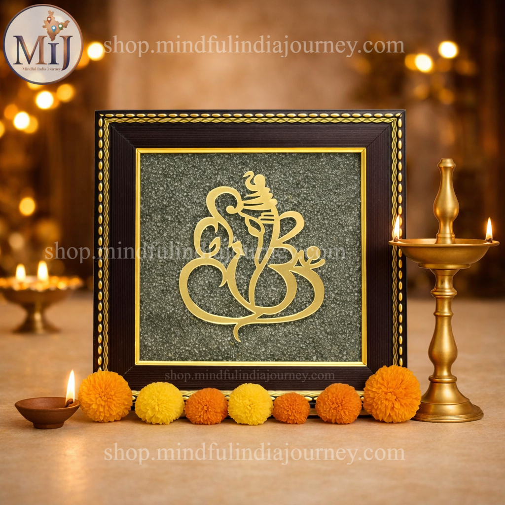 Lord Ganesha on Raw Pyrite Frame