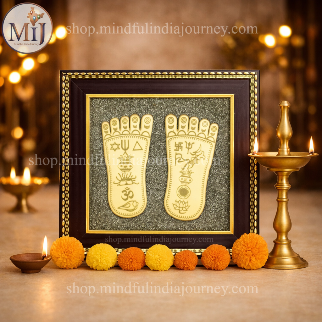 Maa Lakshmi Charan Paduka on Pyrite Frame